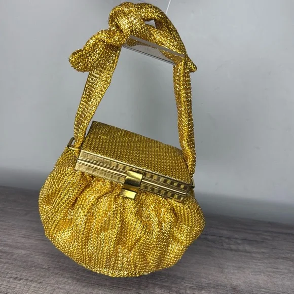 Antique Gold Mesh Evening Bag - Picture 1 of 7